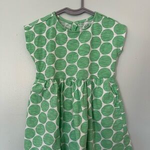 Primary Green Circle Pattern Kids Dress